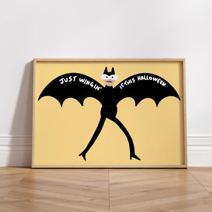 Divertente pipistrello di Halloween stampabile – Just Winging It Wall Art