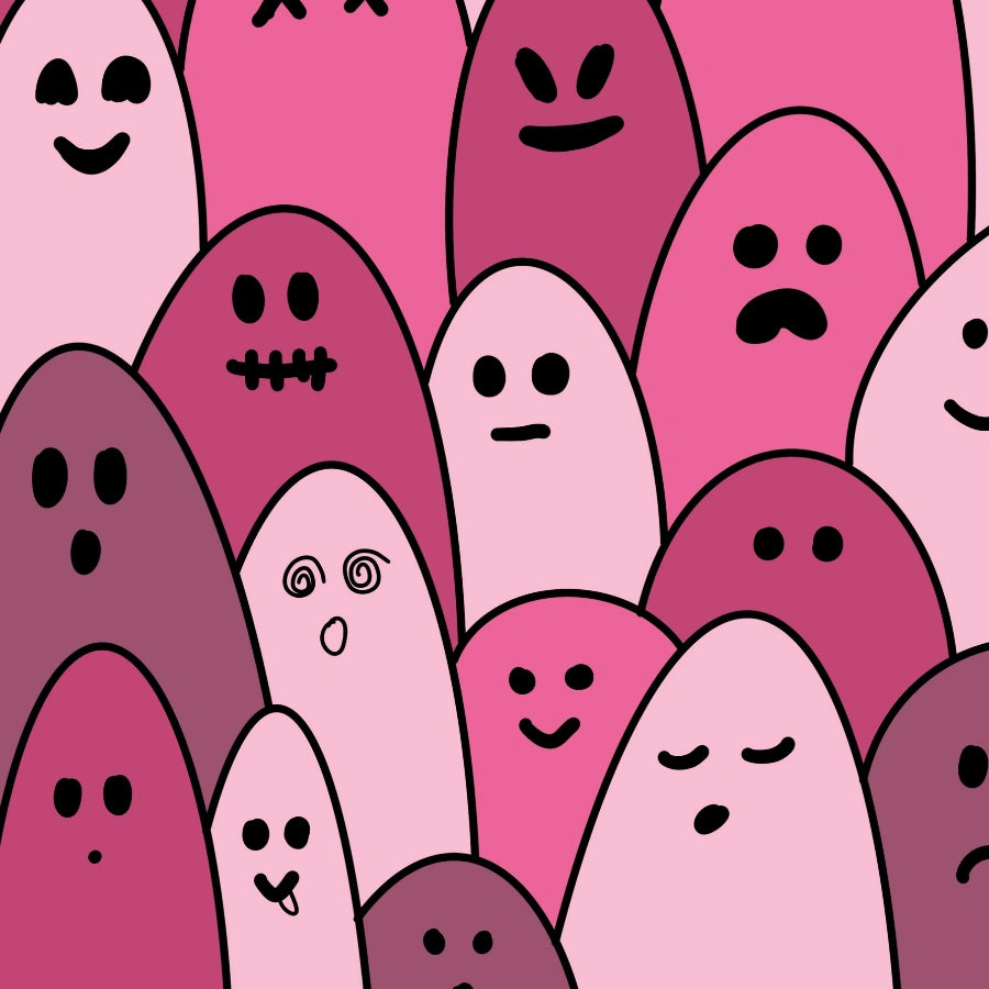 Kawaii Ghost Wall Art – Stampa rosa di Halloween